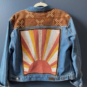 Custom made hand beaded vintage Levi jacket .